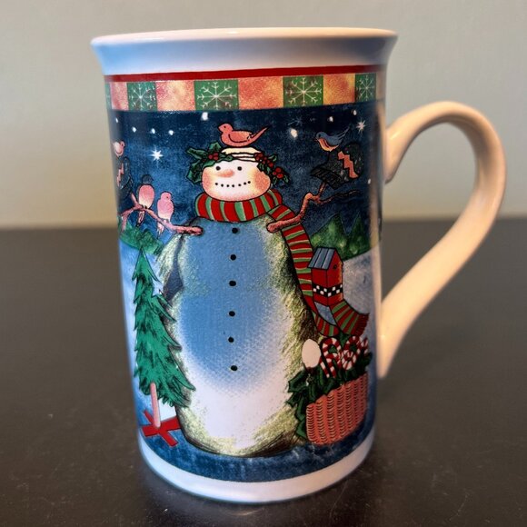 Snowman with Birds on a Starry Winter Night  Ceramic Mug ~ Snowflakes - Picture 2 of 9